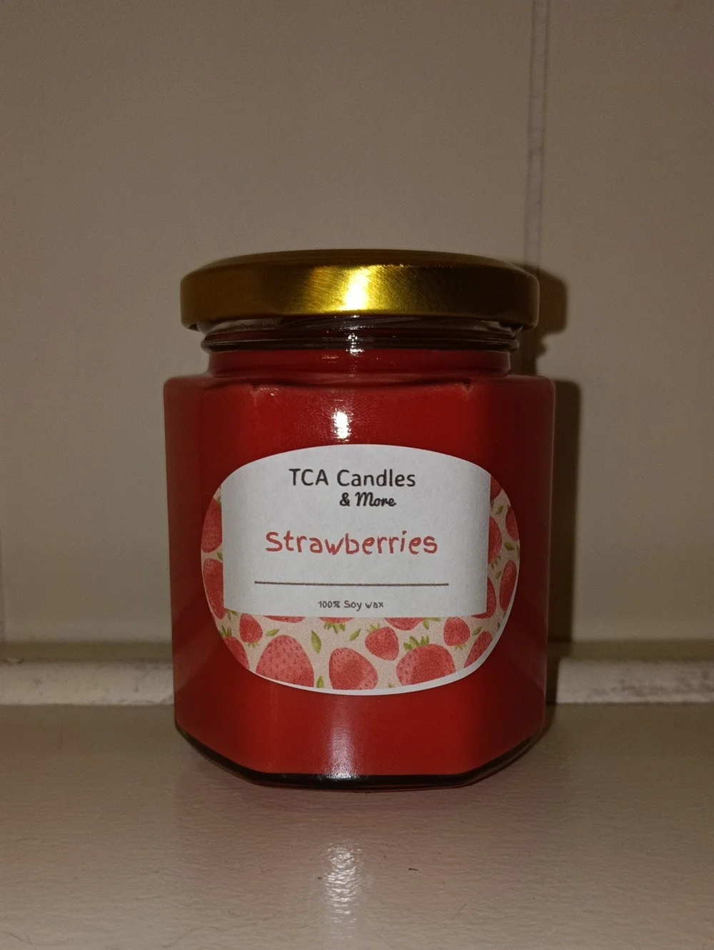 Strawberry Soy Wax Candle - Red